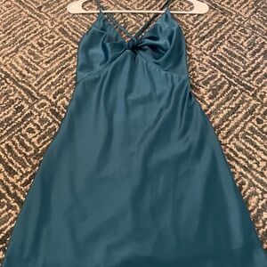 Mini blue silk dress